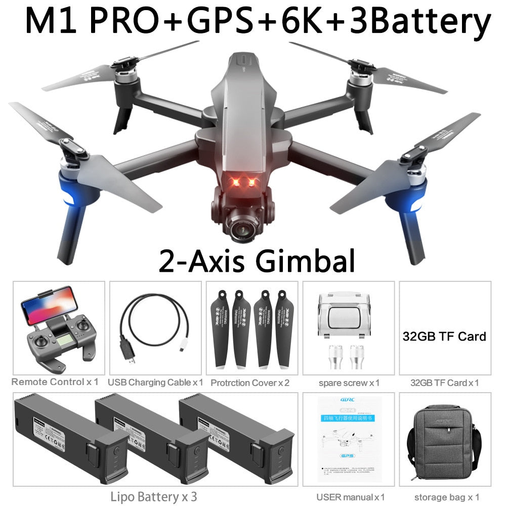 NWE M1 Pro 4K HD Camera Drone with GPS and 2-Axis Gimbal - DnM Toy Box