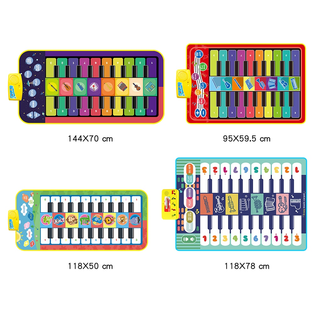 Interactive Musical Piano Mat for Kids - 8 Instrument Sounds, Record & Play Back