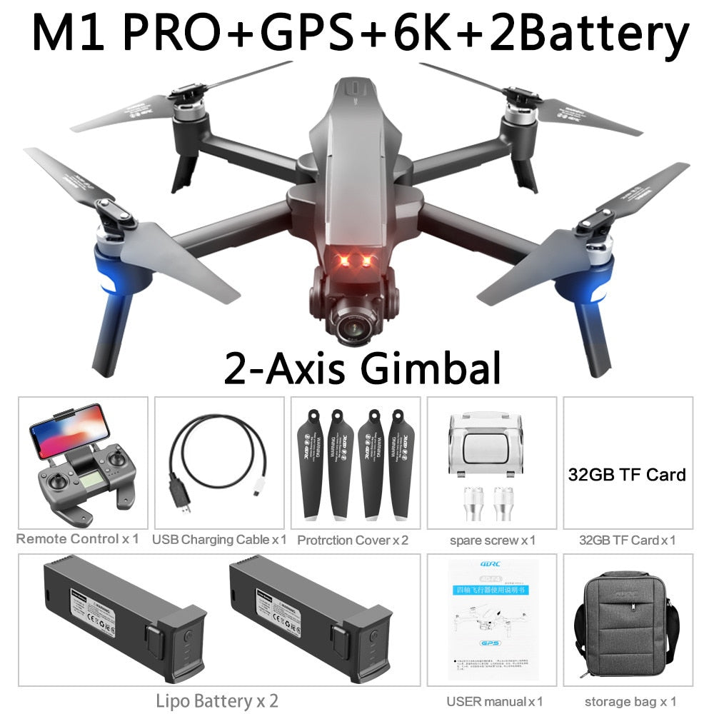 NWE M1 Pro 4K HD Camera Drone with GPS and 2-Axis Gimbal - DnM Toy Box
