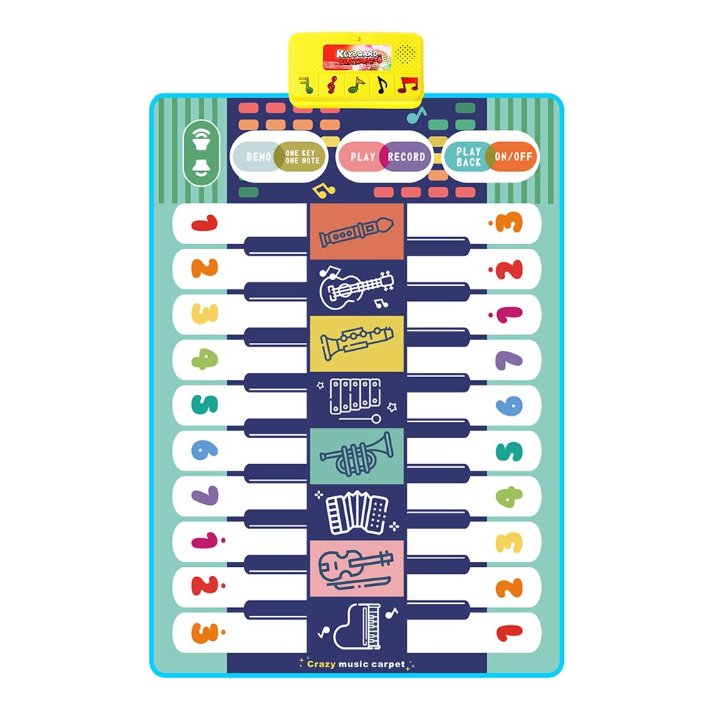 Interactive Musical Piano Mat for Kids - 8 Instrument Sounds, Record & Play Back