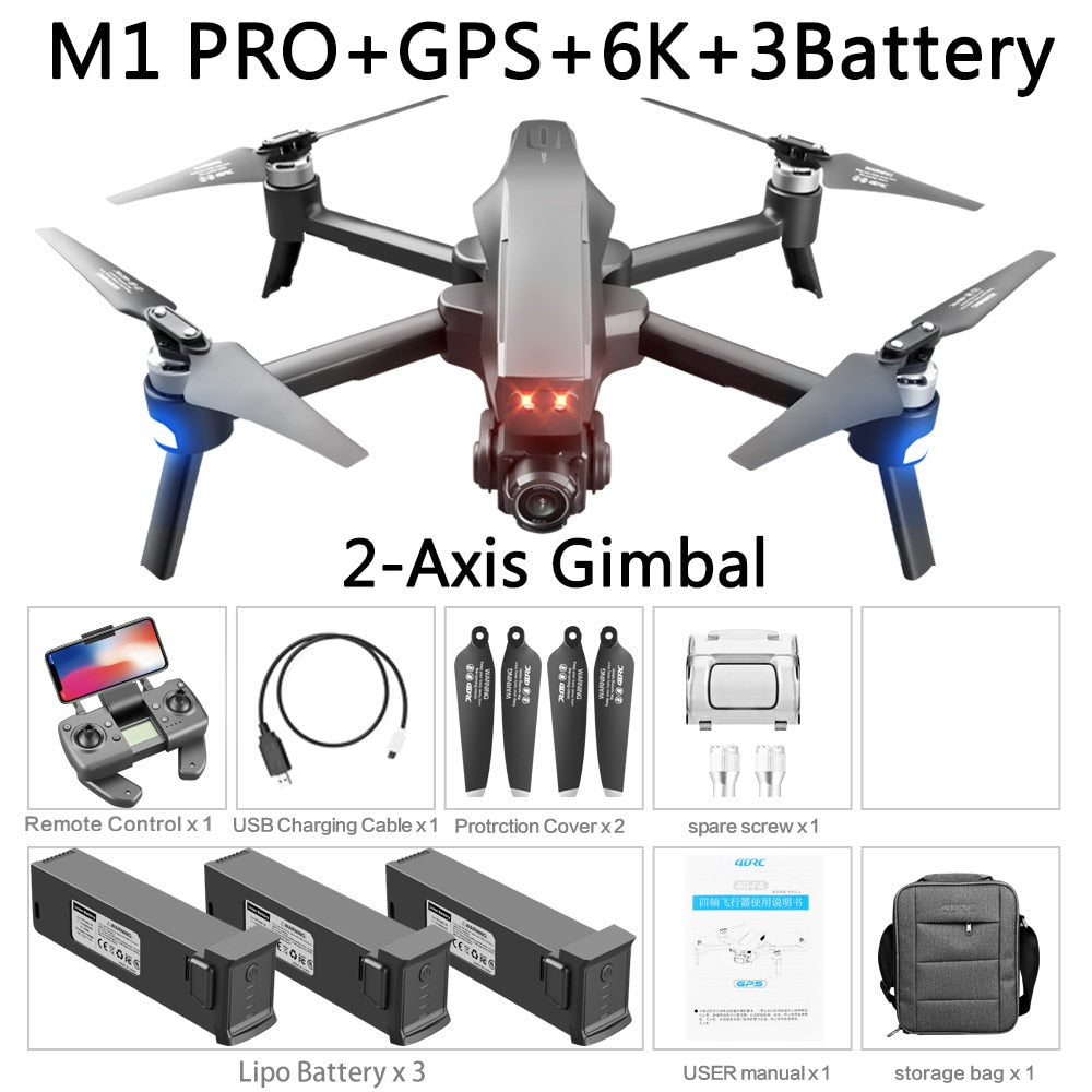 NWE M1 Pro 4K HD Camera Drone with GPS and 2-Axis Gimbal - DnM Toy Box
