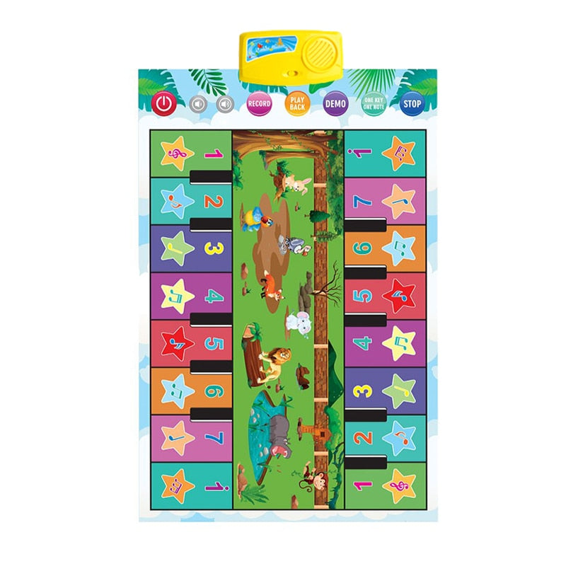 Interactive Musical Piano Mat for Kids - 8 Instrument Sounds, Record & Play Back