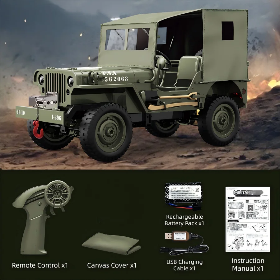 JEEP MB 2.4g 4wd RTR Crawler Climbing Scale Military Truck