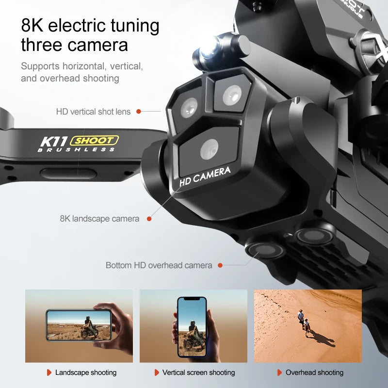 K11 RC Drone – 4K HD, Water Bomb Launch, Triple-Camera Fun