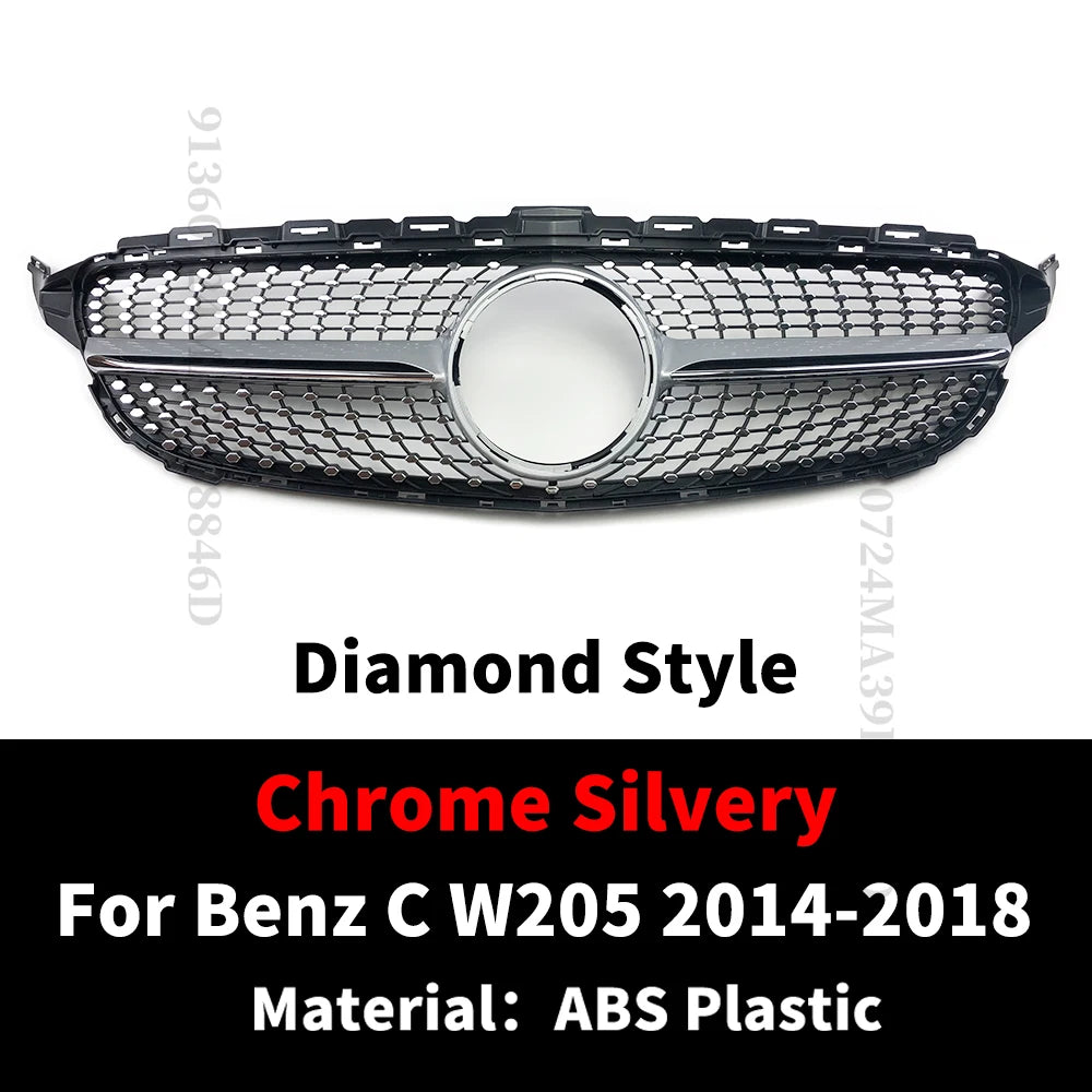 GT GTR Diamond Front Bumper Grille  Mercedes W205 S205 C205 Benz C 2014-2021