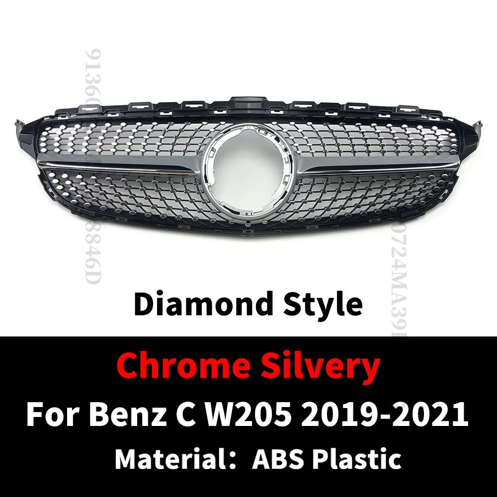 GT GTR Diamond Front Bumper Grille  Mercedes W205 S205 C205 Benz C 2014-2021