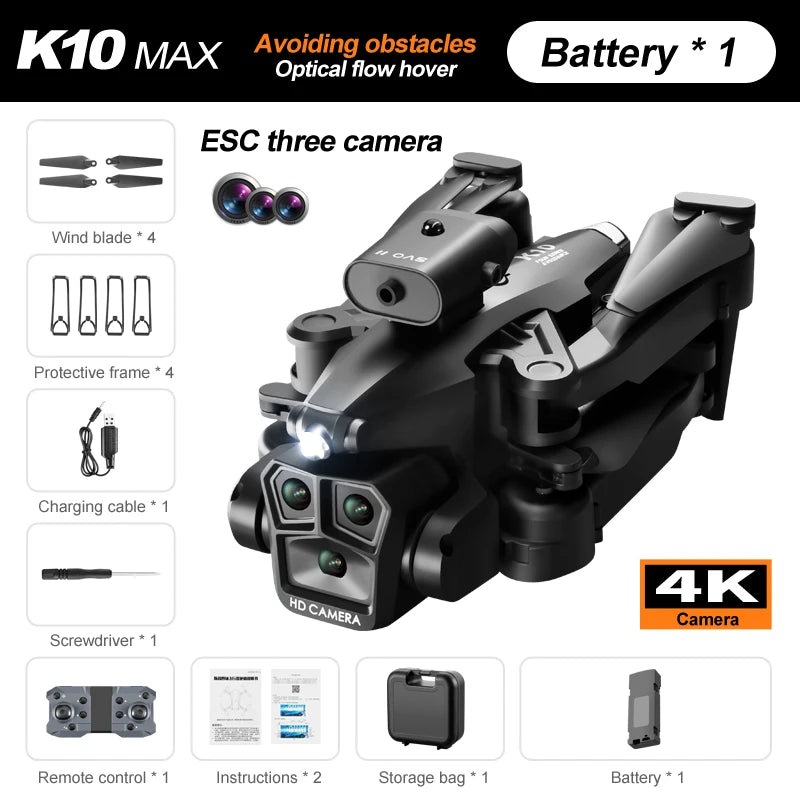 K11 RC Drone – 4K HD, Water Bomb Launch, Triple-Camera Fun