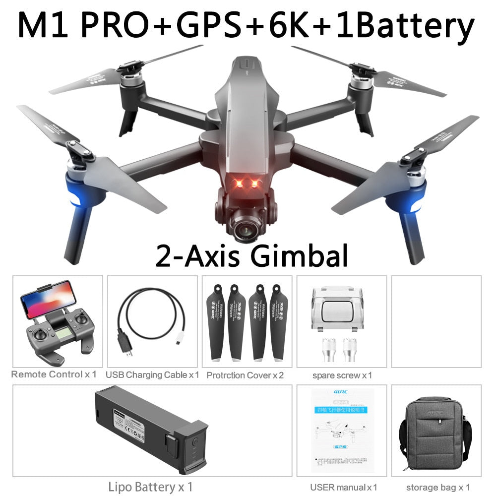 NWE M1 Pro 4K HD Camera Drone with GPS and 2-Axis Gimbal - DnM Toy Box