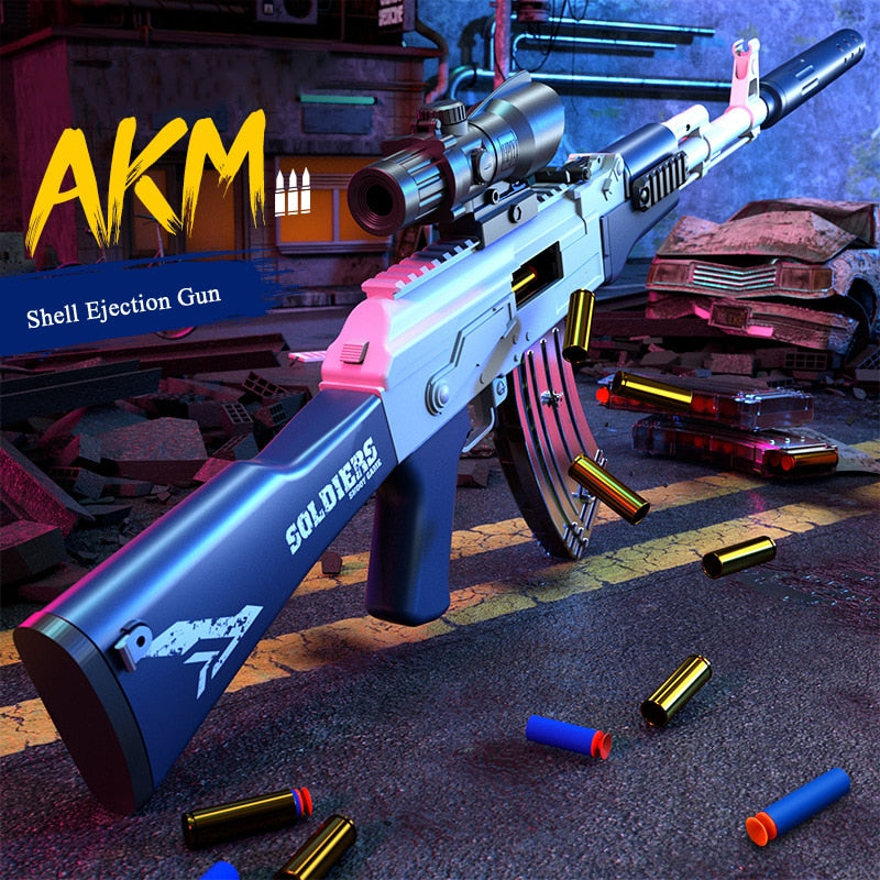 AK47 Toy Gun with Manual Pull Bolt and Shell Ejection - DnM Toy Box