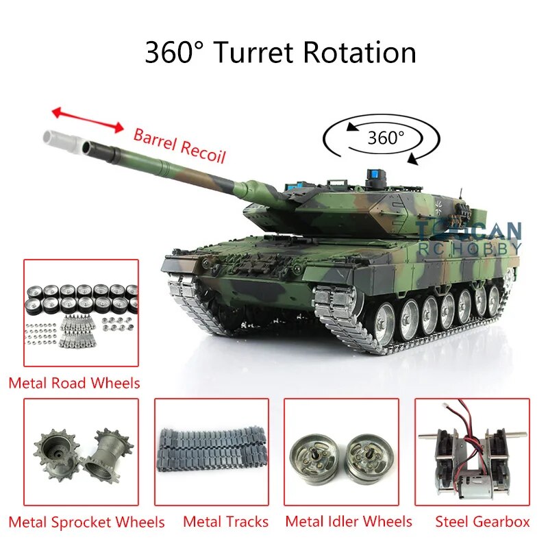 Metal  Germany Leopard2A6 RTR RC Tank