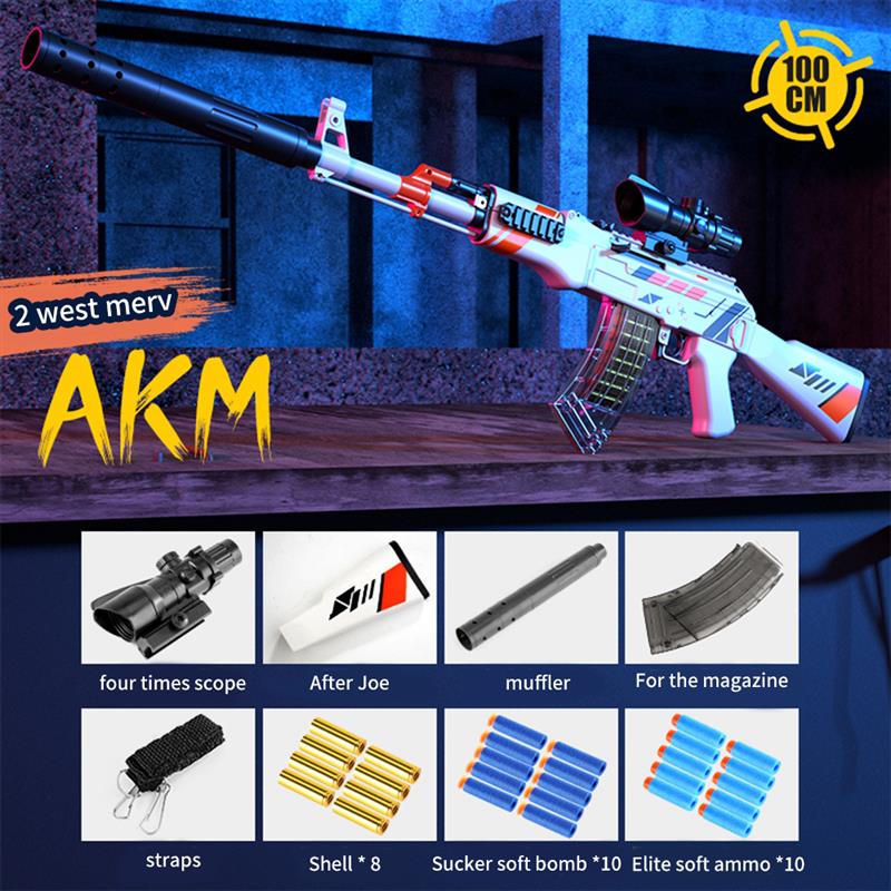 New Asimov AK47 Toy Gun Manual AKM Soft Bullet Gun Pull Bolt Shell
